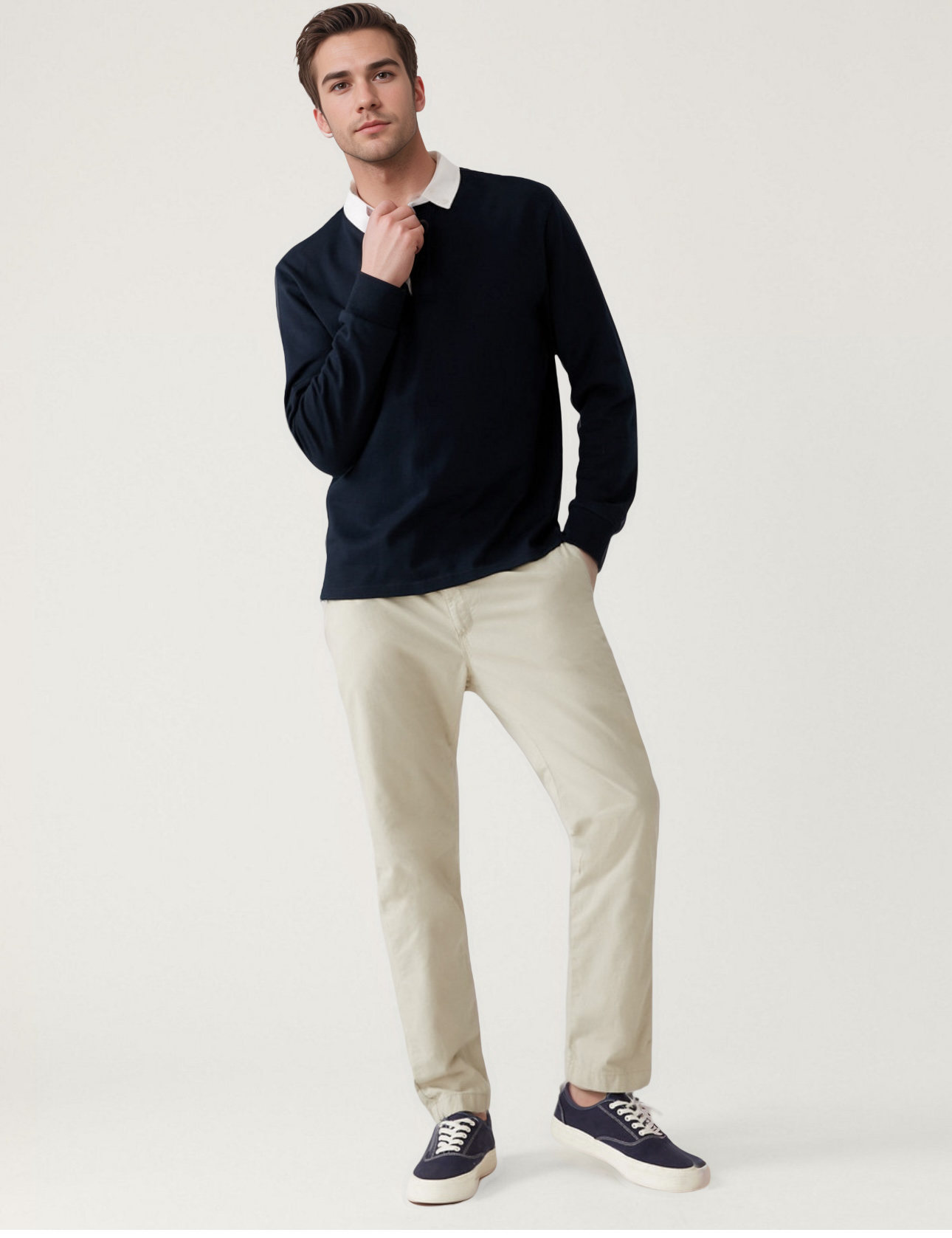 Men’s Contrast Collar Polo – Smart Casual Essential