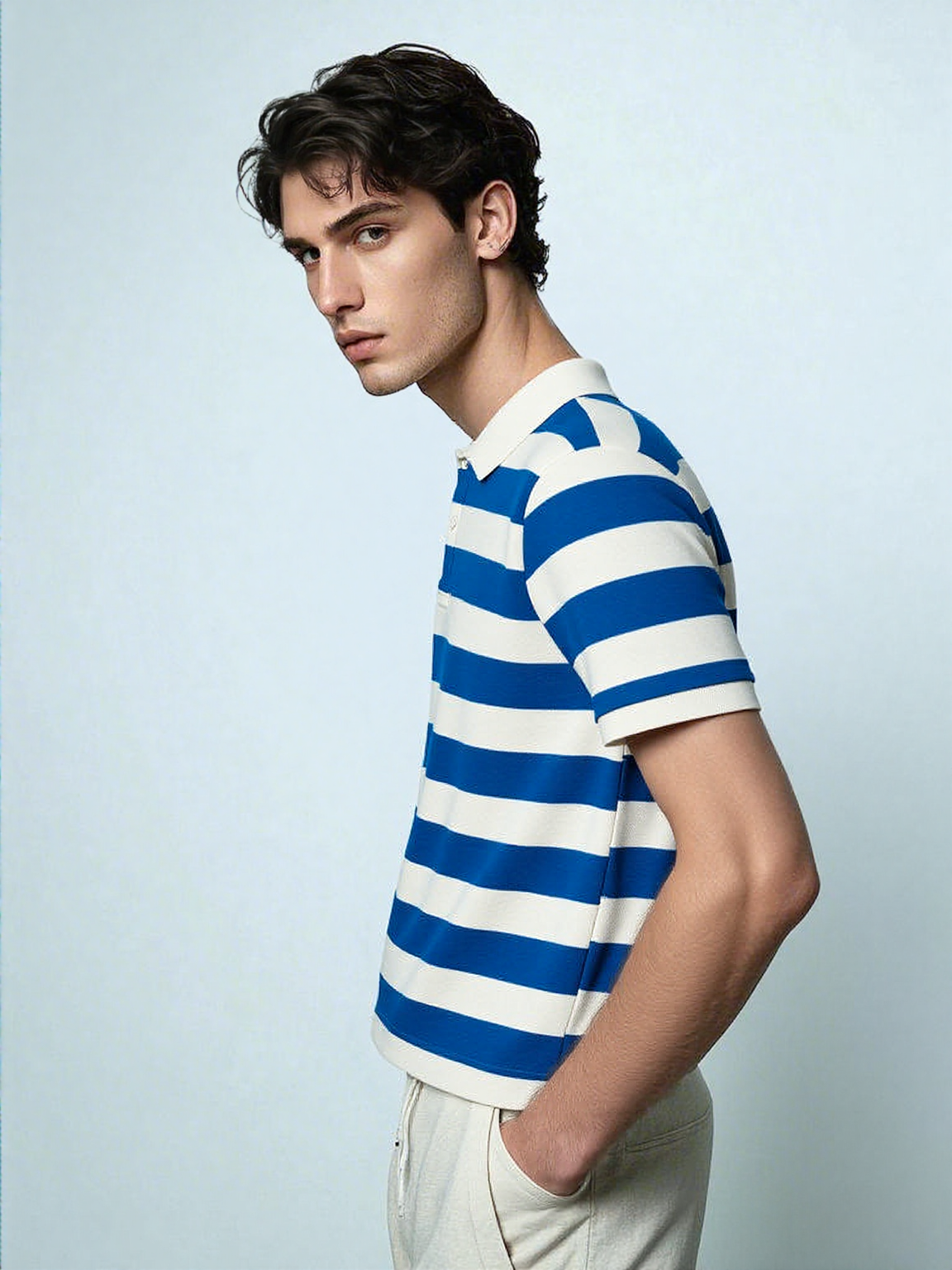 Varsity Striped Polo – Royal Blue Edition