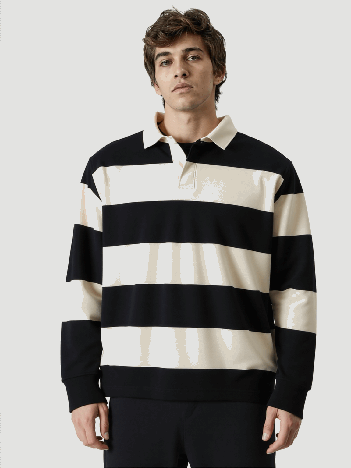 Premium cotton classic rugby striped polo shirt
