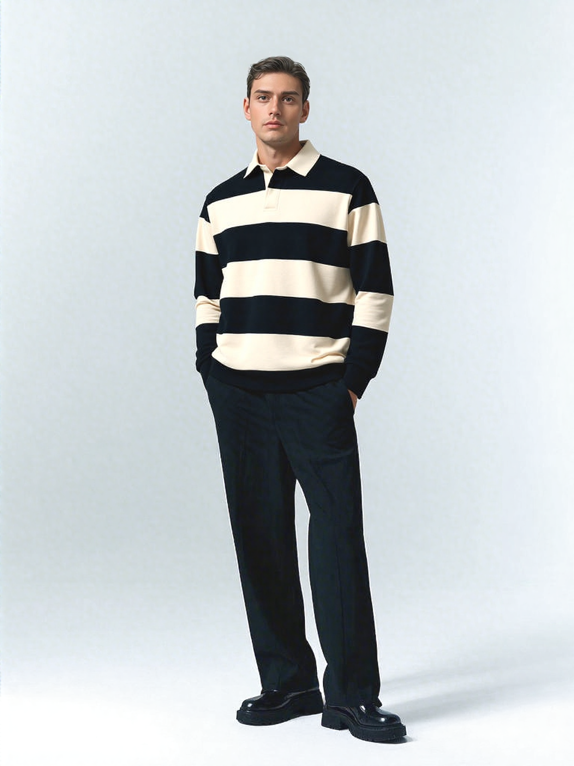 Classic Rugby Striped Polo Shirt