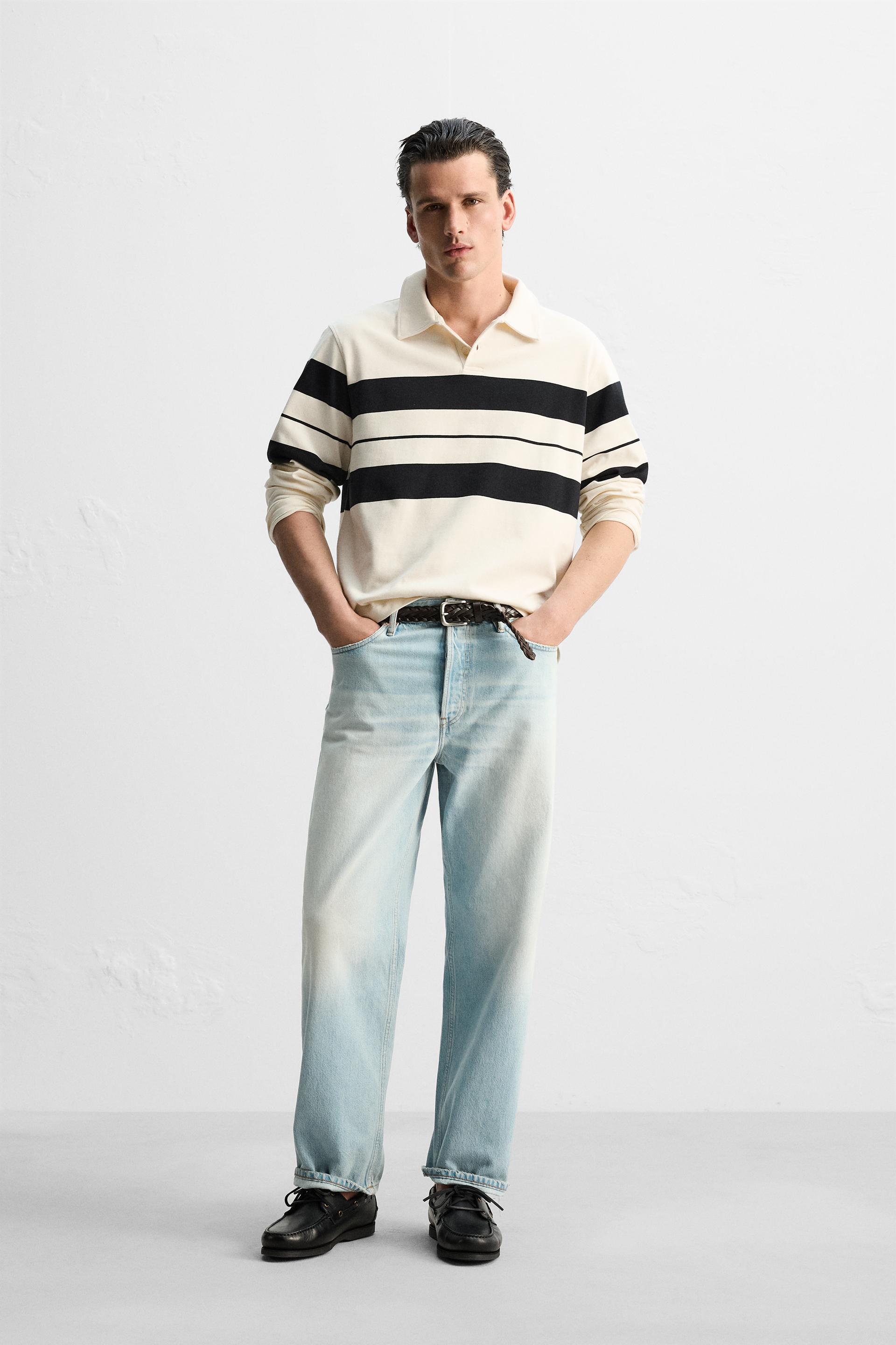 Retro Stripe Rugby Polo 🏁 – Cream & Jet Black