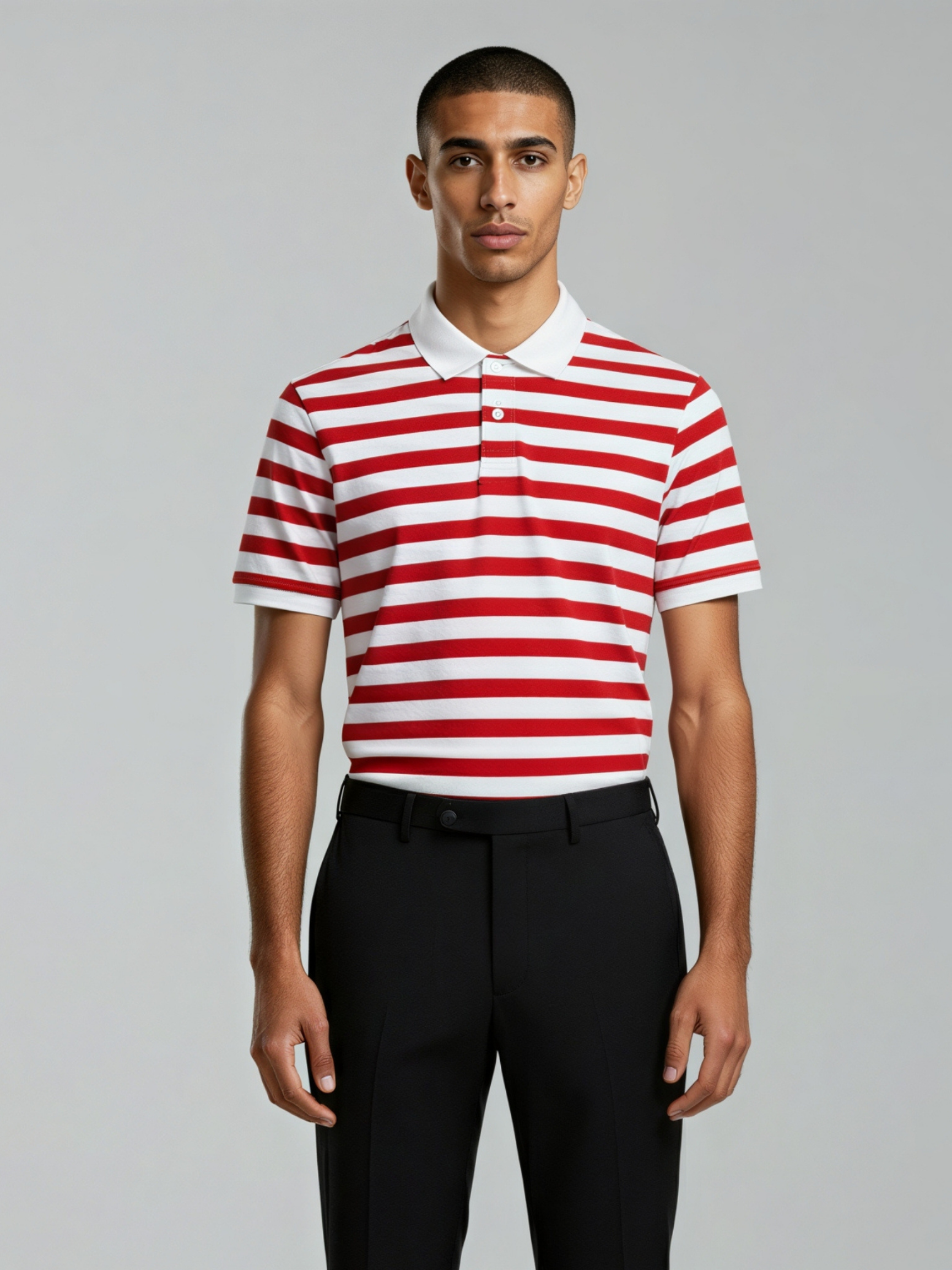 Heritage Stripes Polo β Crimson & Cream Edition
