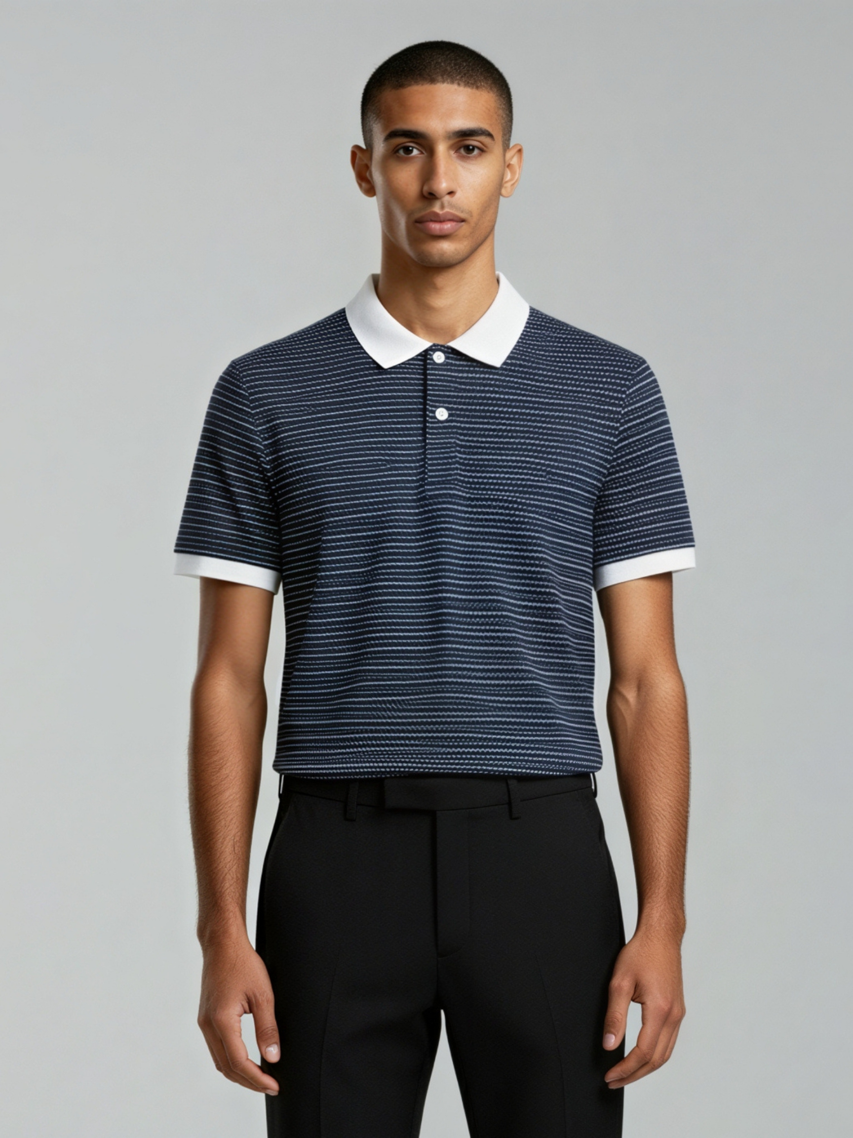 Retro Knit Polo – Indigo Pattern Edition