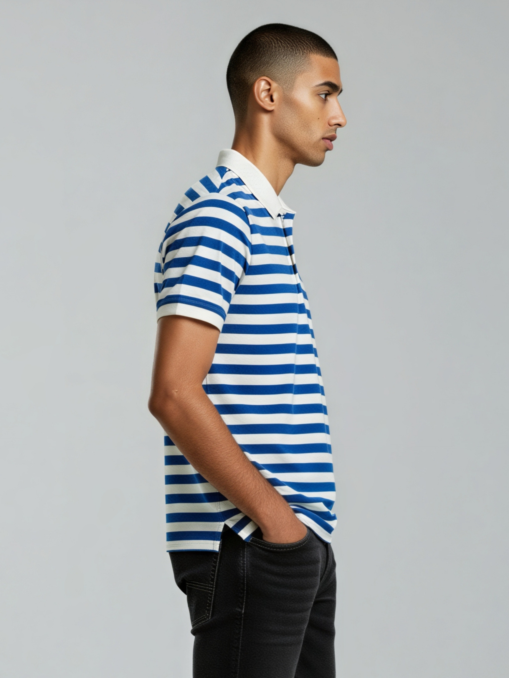 Varsity Striped Polo – Royal Blue Edition