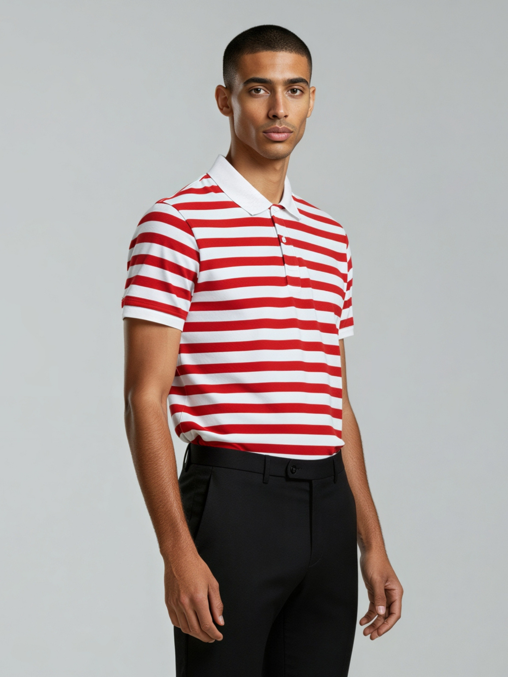 Heritage Stripes Polo β Crimson & Cream Edition