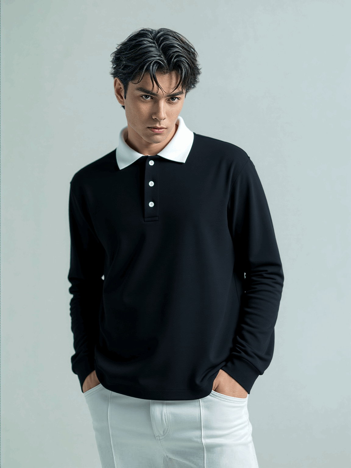 Noir Contrast Collar Polo