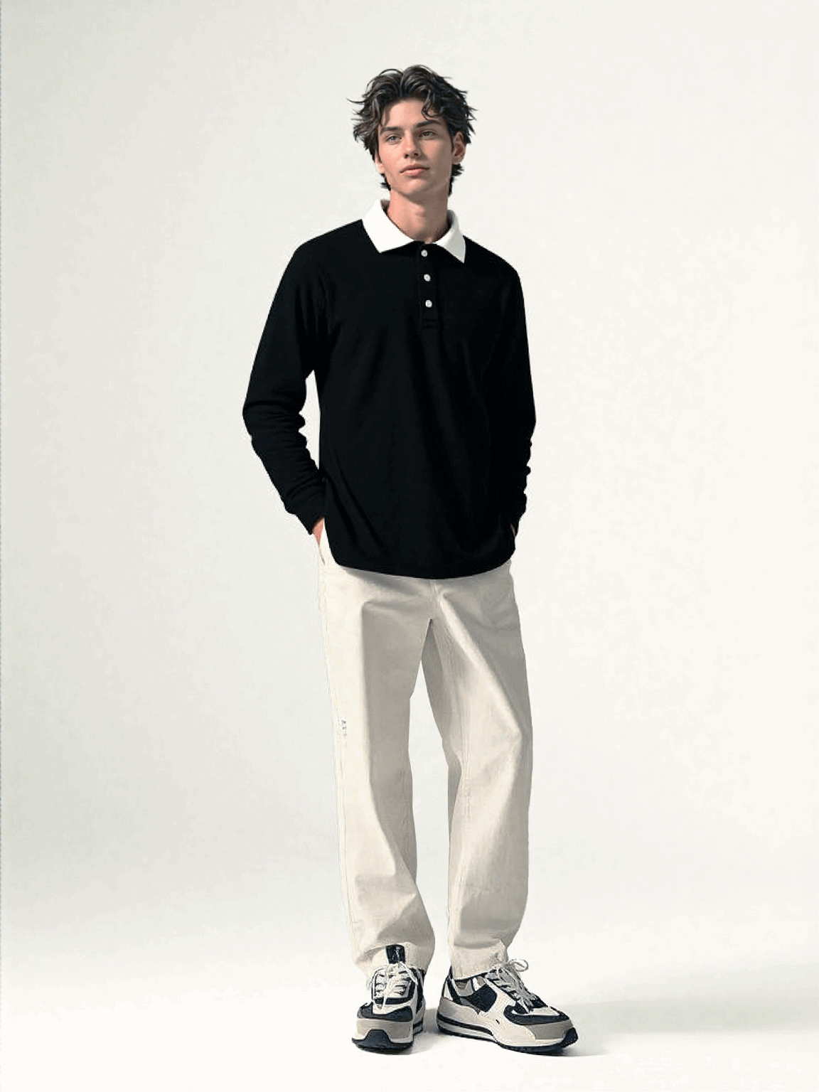Noir Contrast Collar Polo