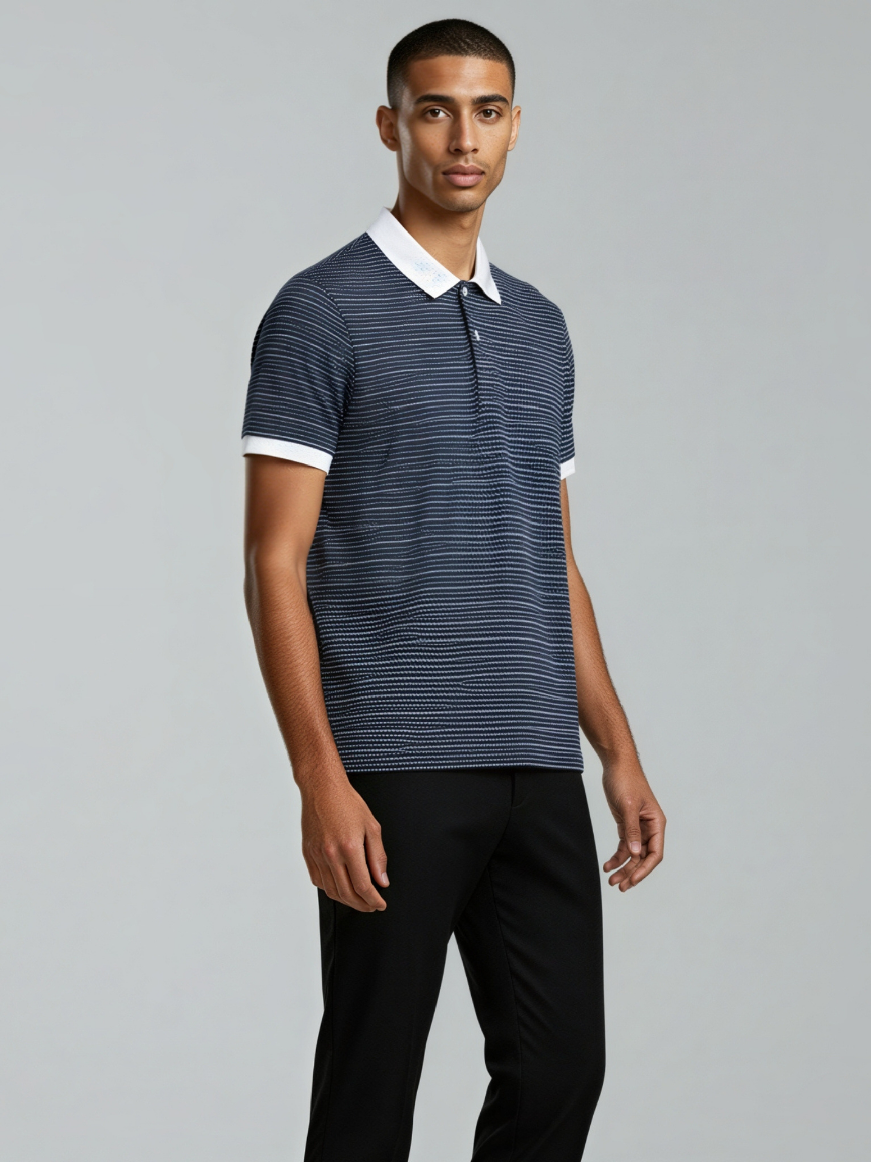 Retro Knit Polo – Indigo Pattern Edition