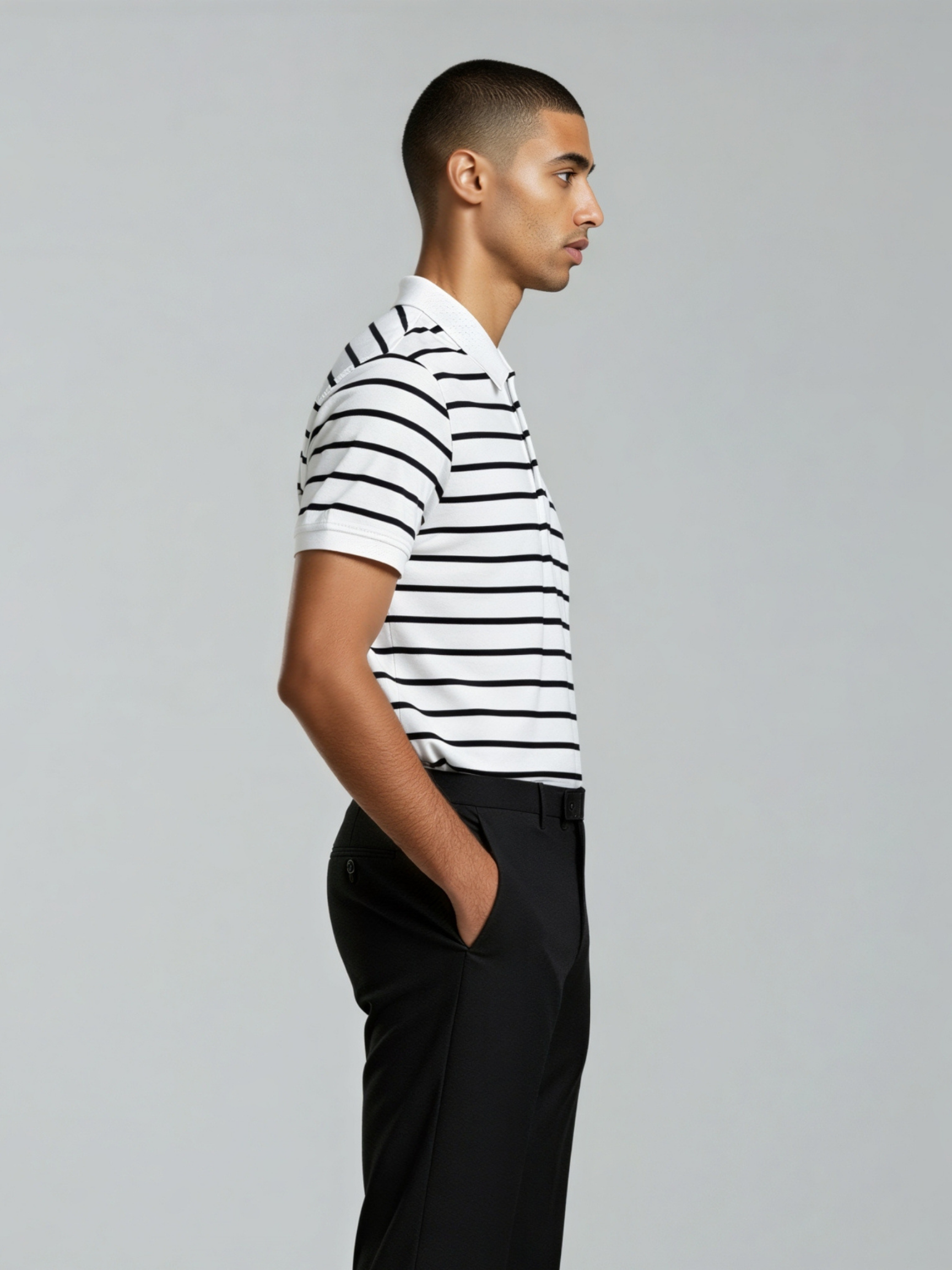 Coastal Stripe Polo – Ivory & Midnight Navy