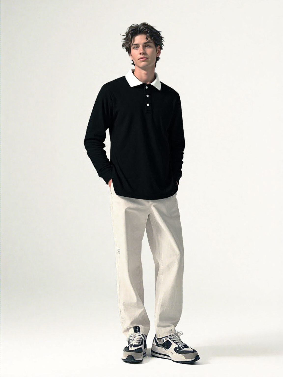 Noir Contrast Collar Polo