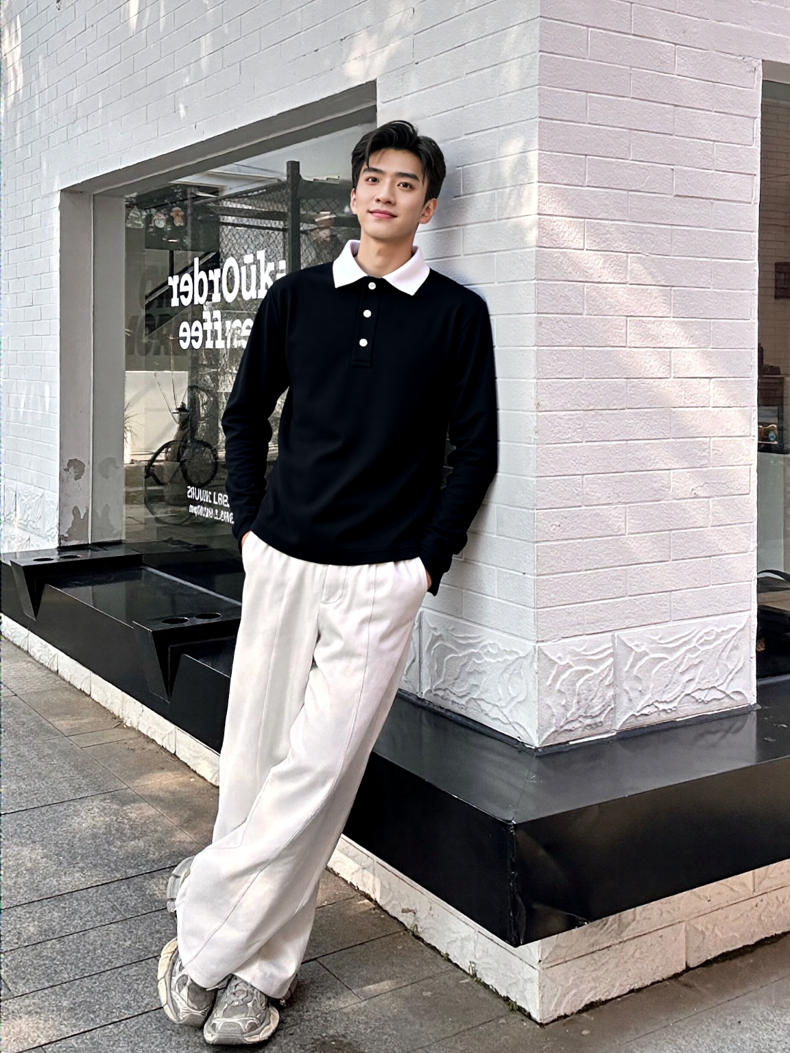 Noir Contrast Collar Polo