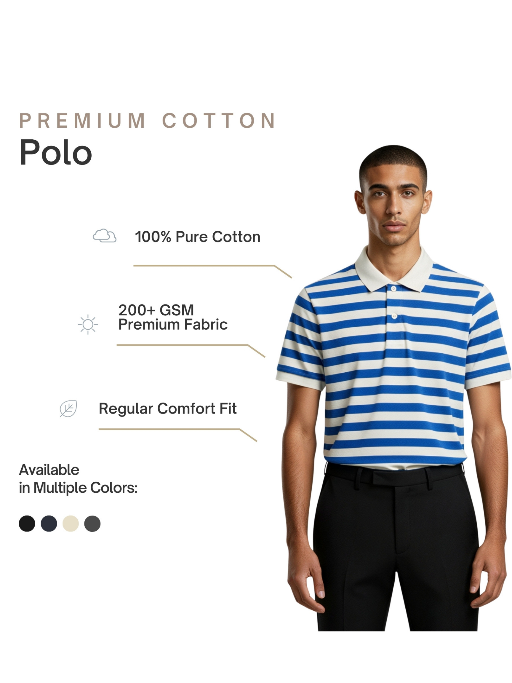 Varsity Striped Polo – Royal Blue Edition