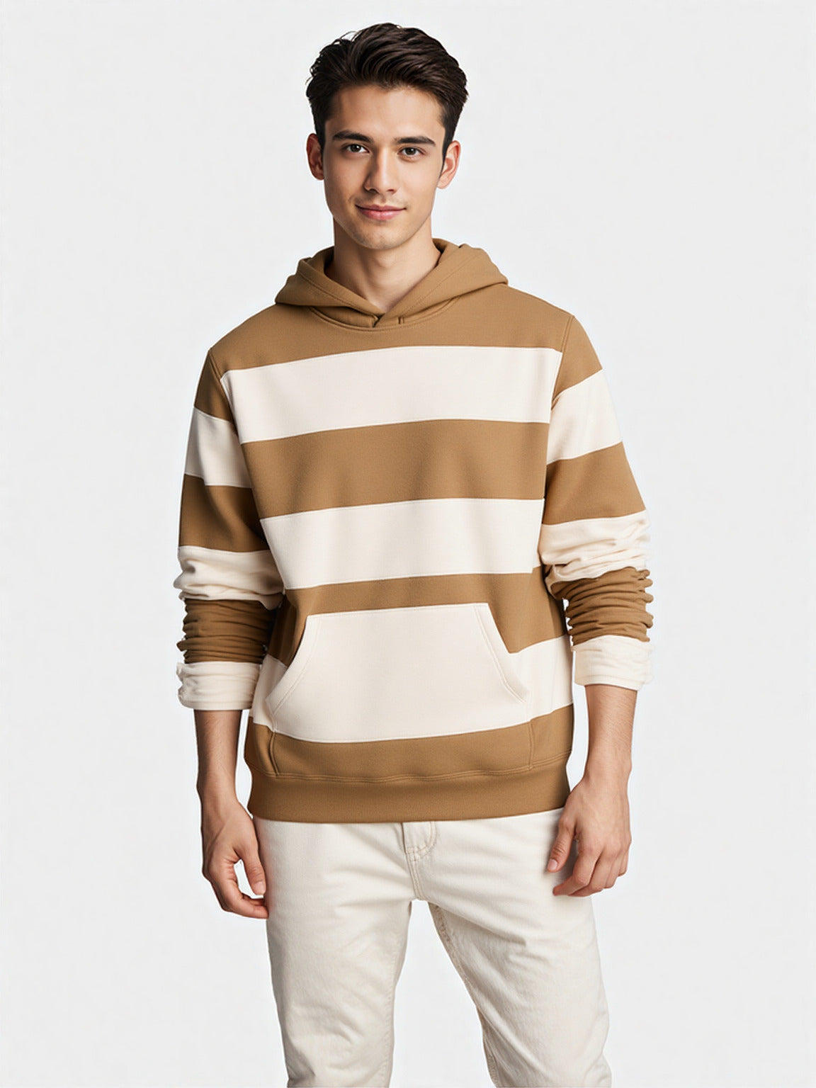 Beige Striper Hoodie