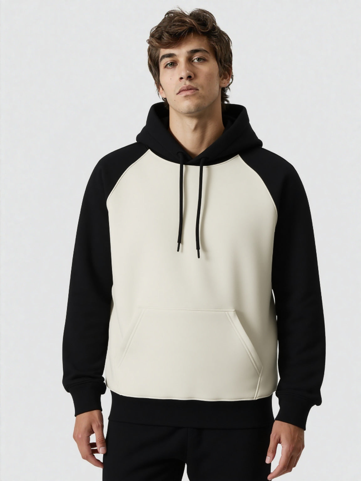Black & Off-White Raglan Hoodie