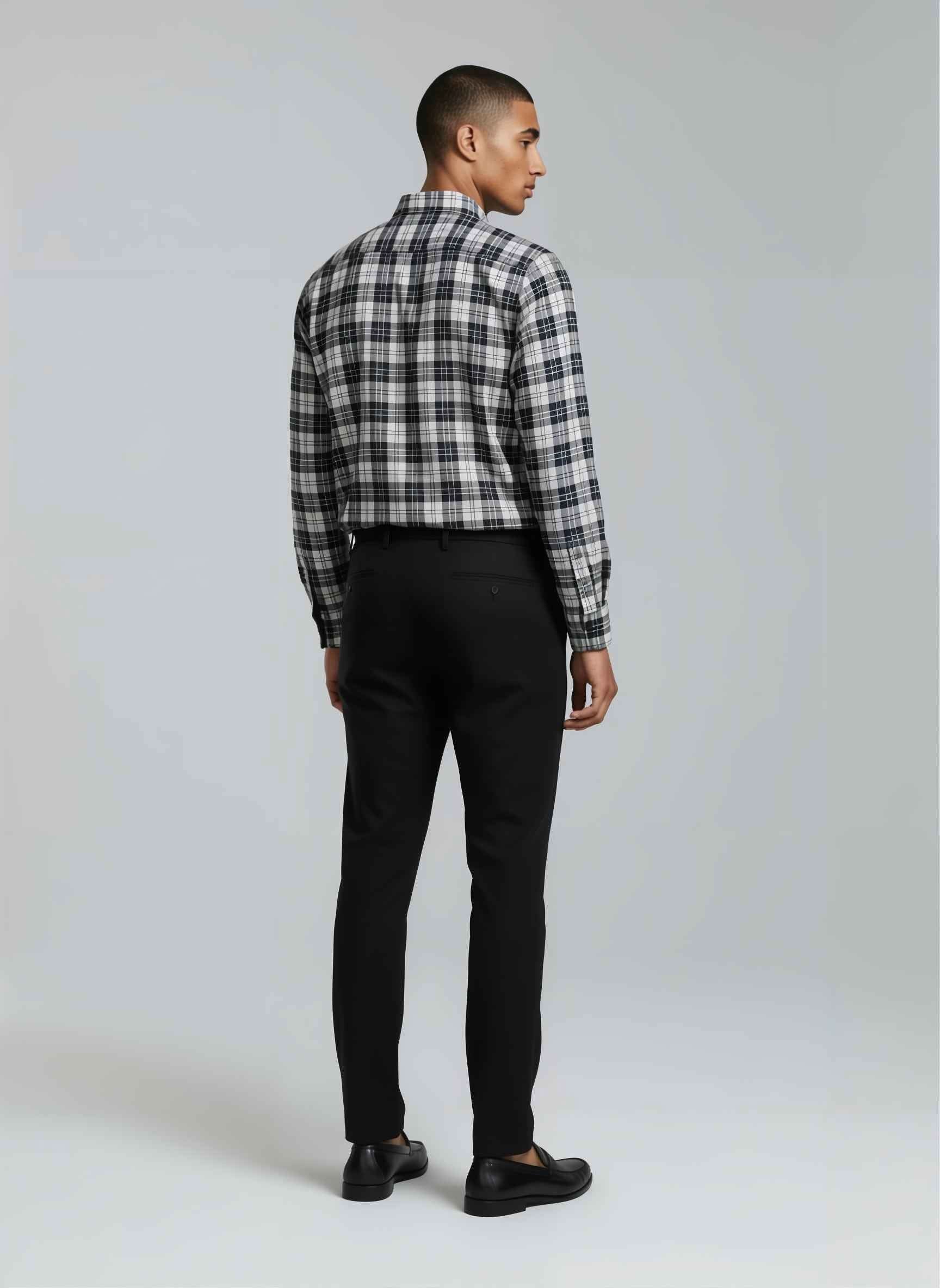 Soft Finish Cotton Twill Check Shirt – Black & White