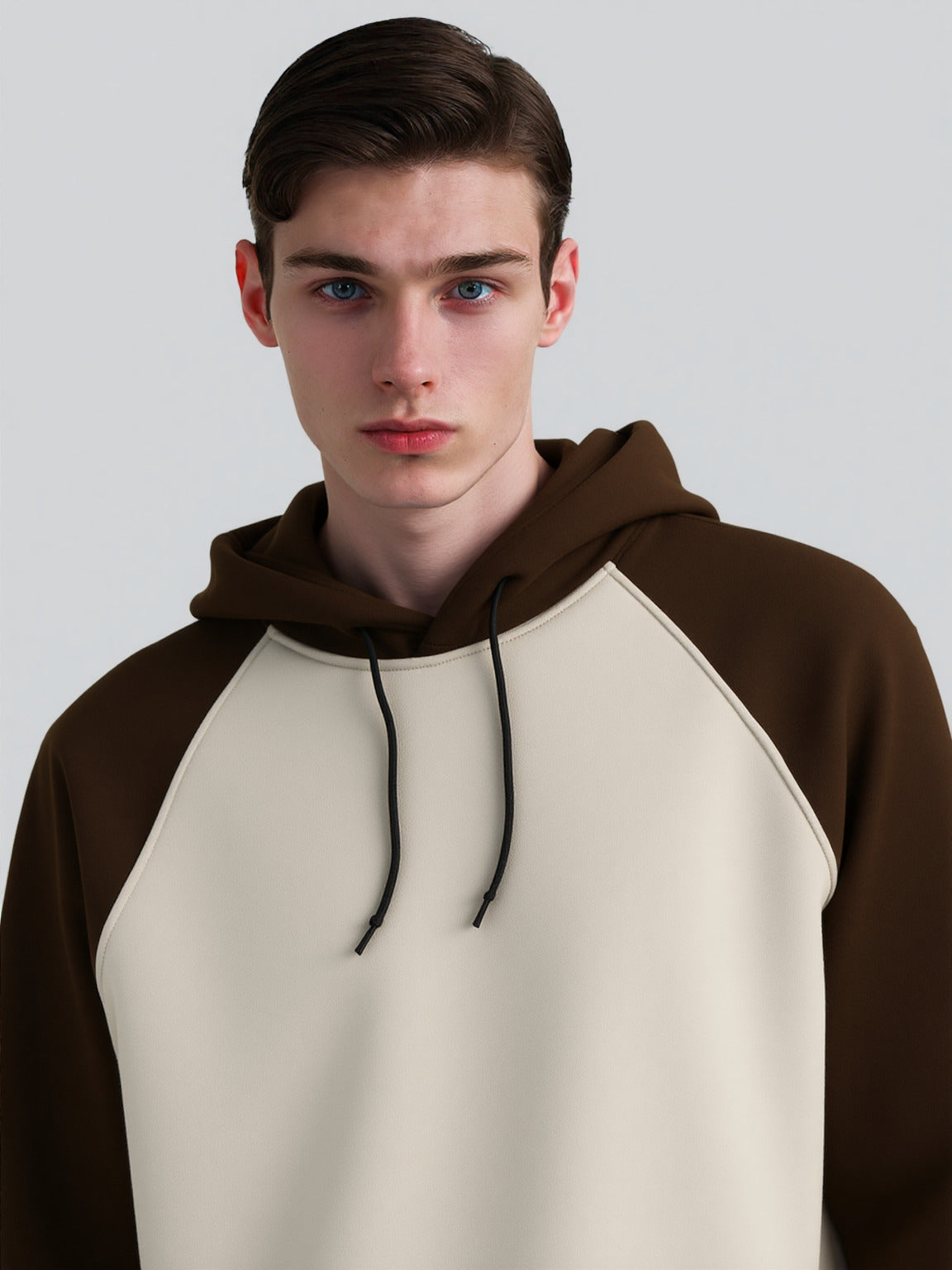Brown & Off-White Raglan Panel Hoodie