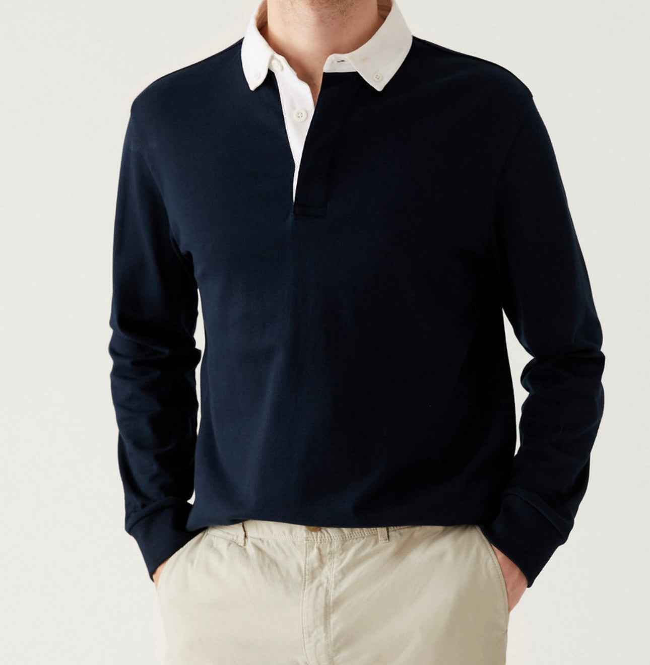 Men’s Contrast Collar Polo – Smart Casual Essential