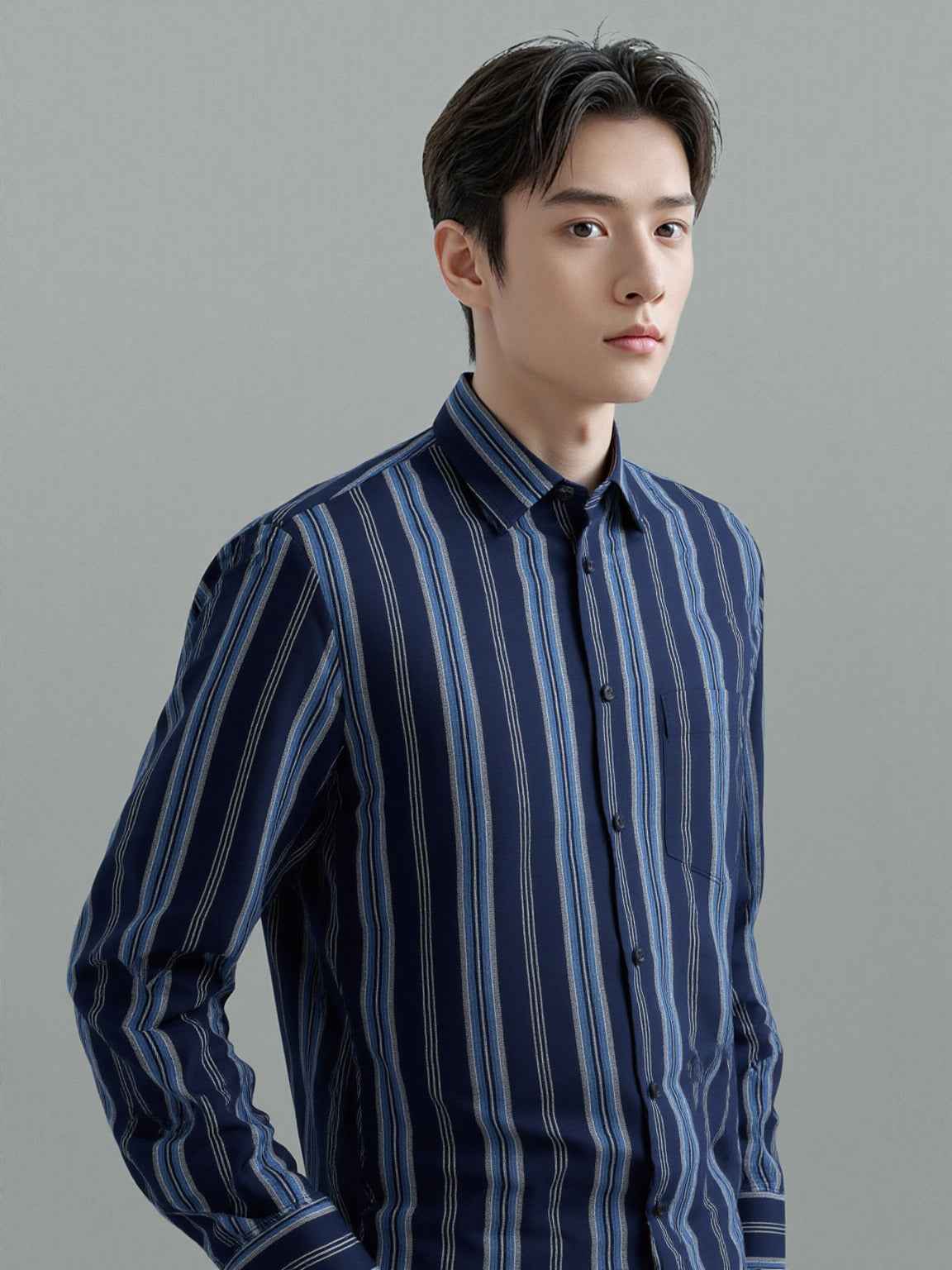 Midnight Indigo Dobby Stripe Shirt