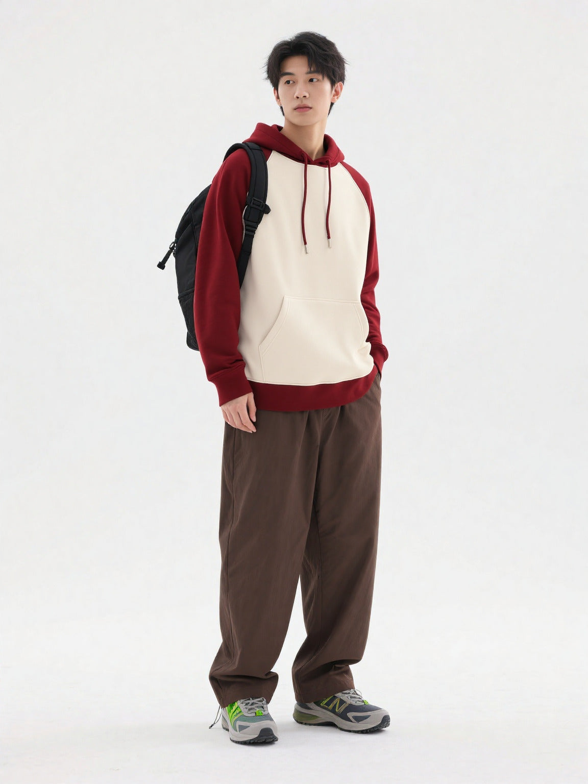 Maroon Raglan Hoodie - Off White Body