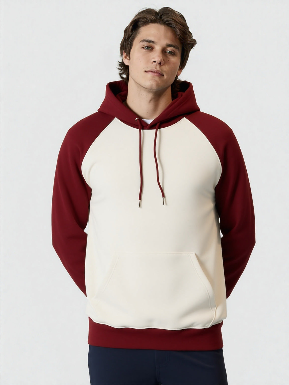 Maroon Raglan Hoodie - Off White Body