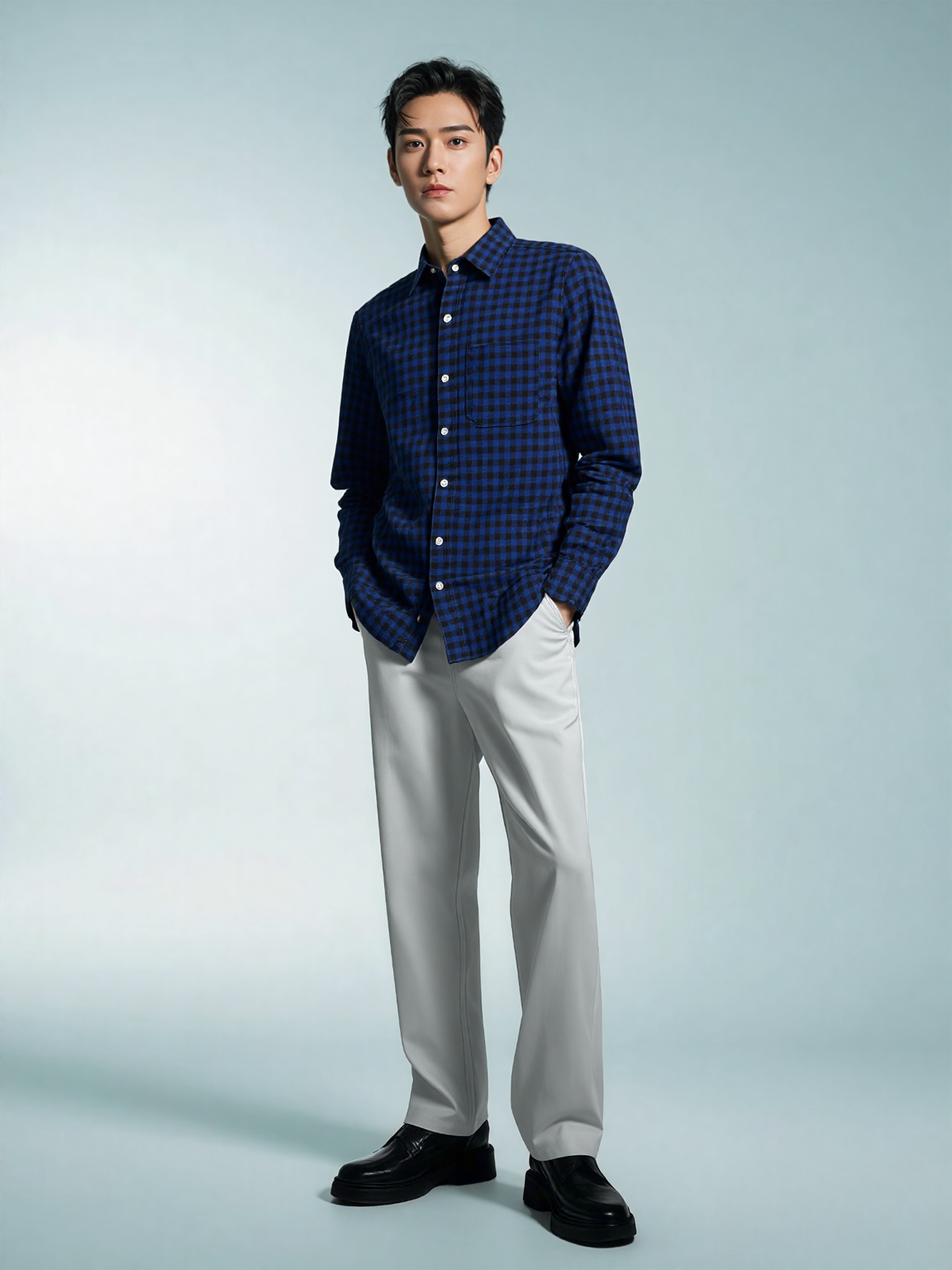 Midnight Blue Micro Gingham Shirt