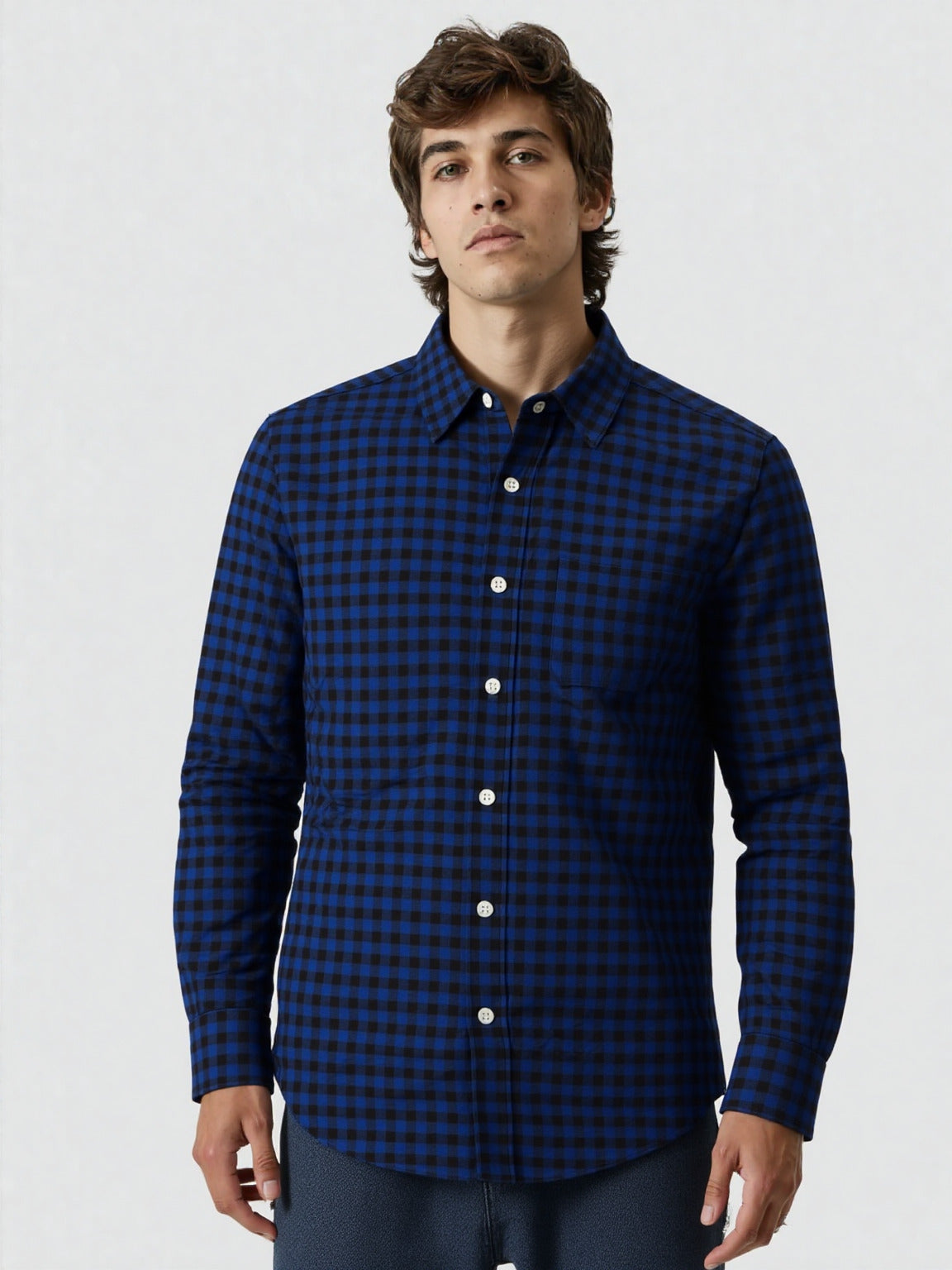 Midnight Blue Micro Gingham Shirt