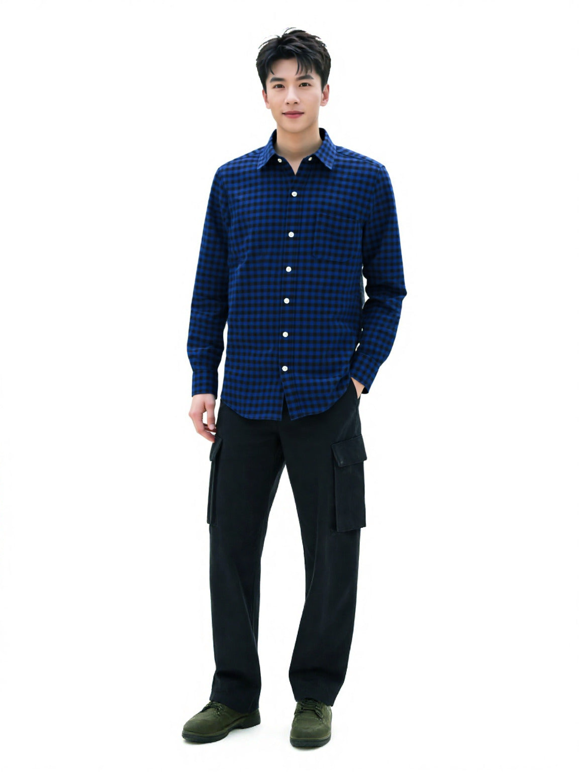 Midnight Blue Micro Gingham Shirt