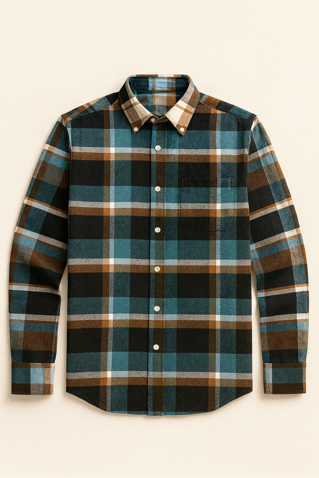 Teal & Rust Heritage Check Flannel Shirt