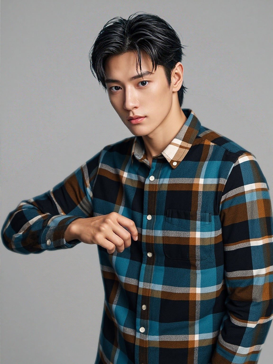 Teal & Rust Heritage Check Flannel Shirt