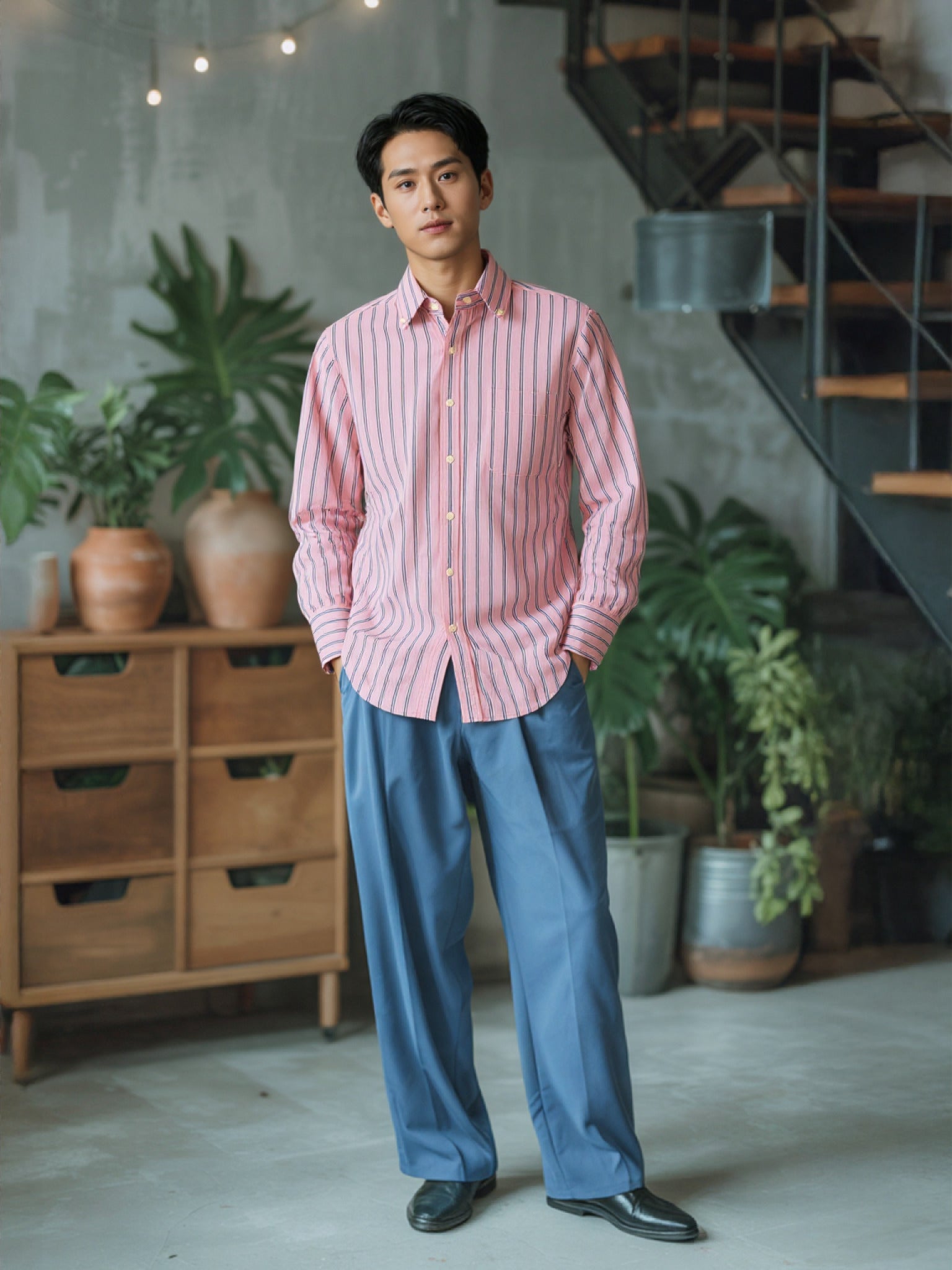 Pink Striped Seersucker Shirt