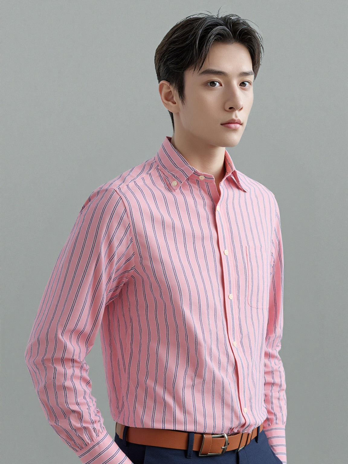 Pink Striped Seersucker Shirt