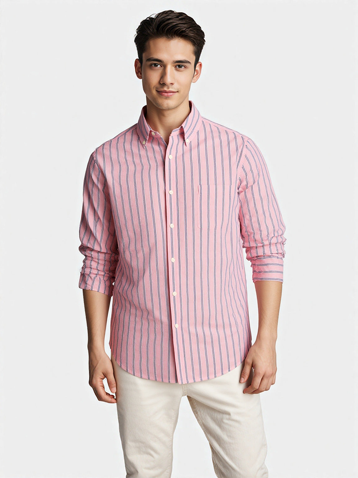 Pink Striped Seersucker Shirt