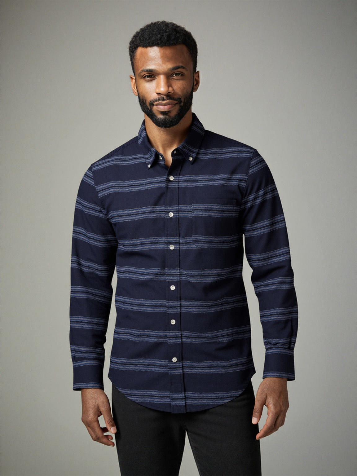 Midnight Indigo Dobby Stripe Shirt