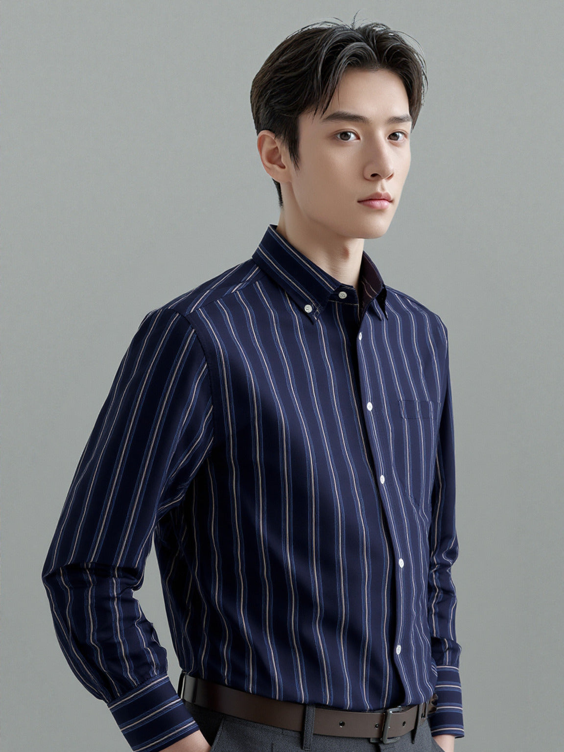 Midnight Indigo Dobby Stripe Shirt