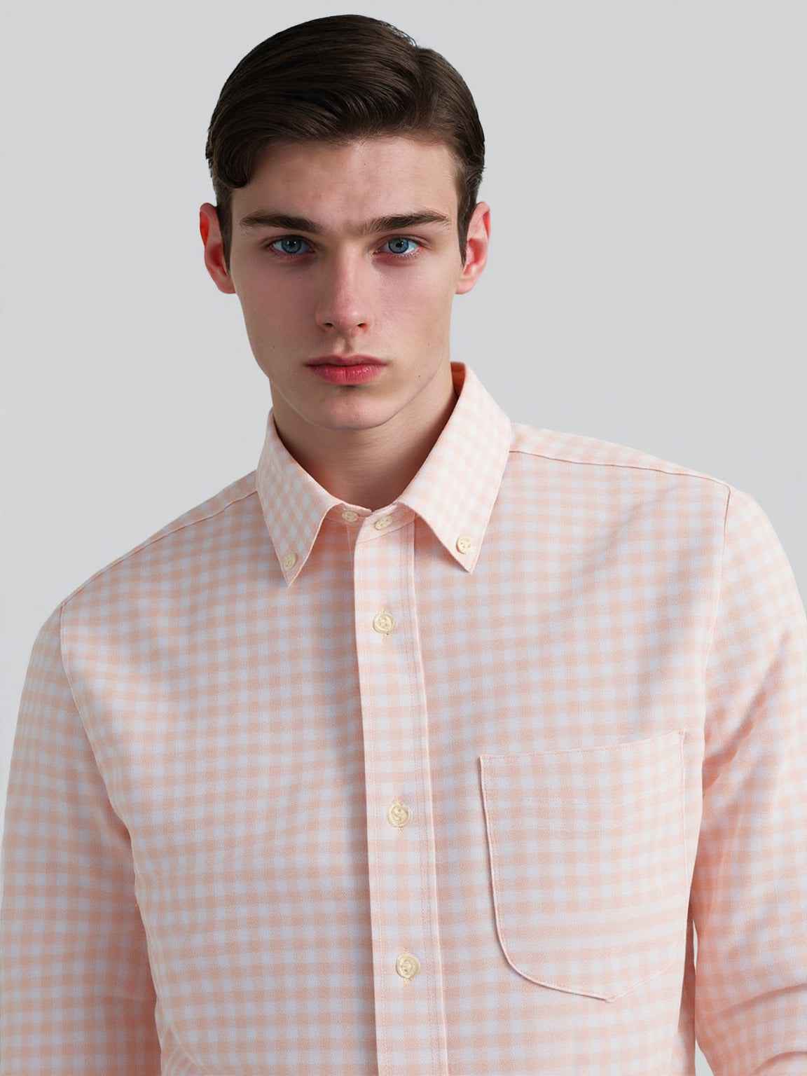 Peach Grid Soft Touch Shirt