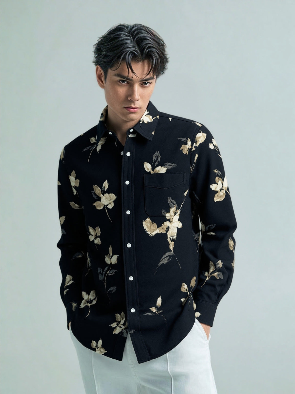 Midnight Bloom Printed Shirt