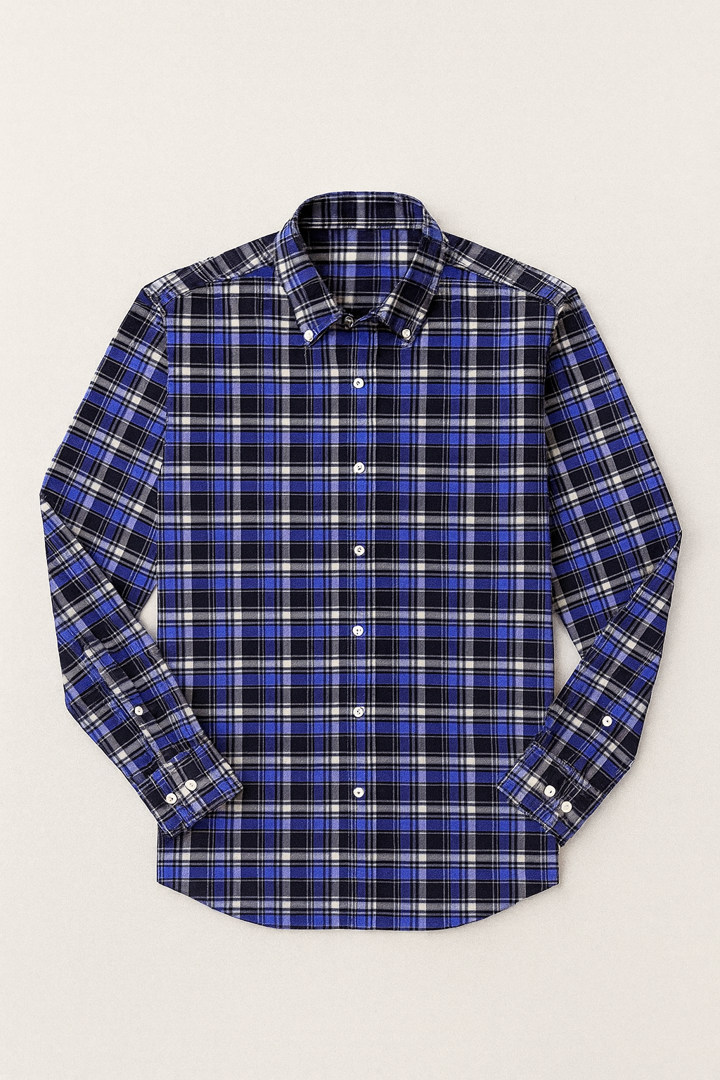 Royal Blue Cotton End-on-End Stripe Shirt