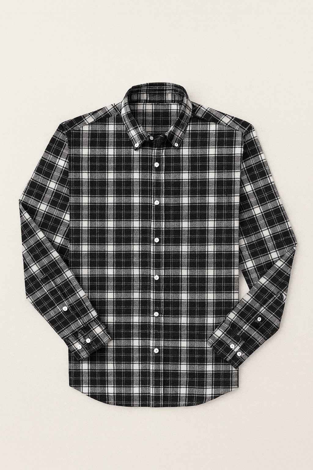 Soft Finish Cotton Twill Check Shirt – Black & White