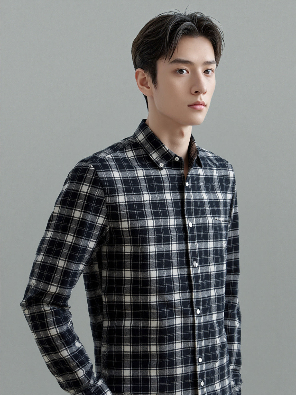 Soft Finish Cotton Twill Check Shirt – Black & White