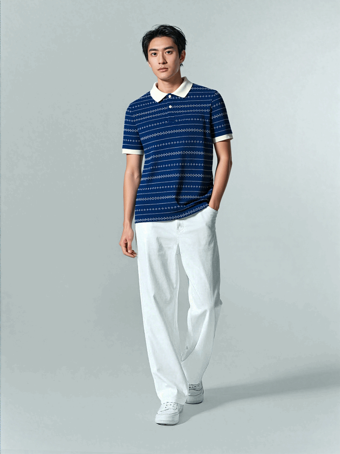 Retro Knit Polo – Indigo Pattern Edition - Legacy Originals