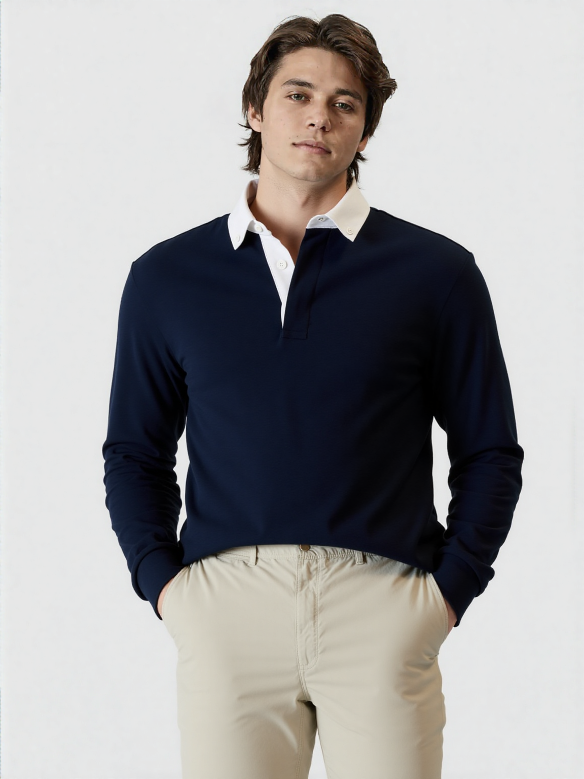 Men’s Contrast Collar Polo – Smart Casual Essential