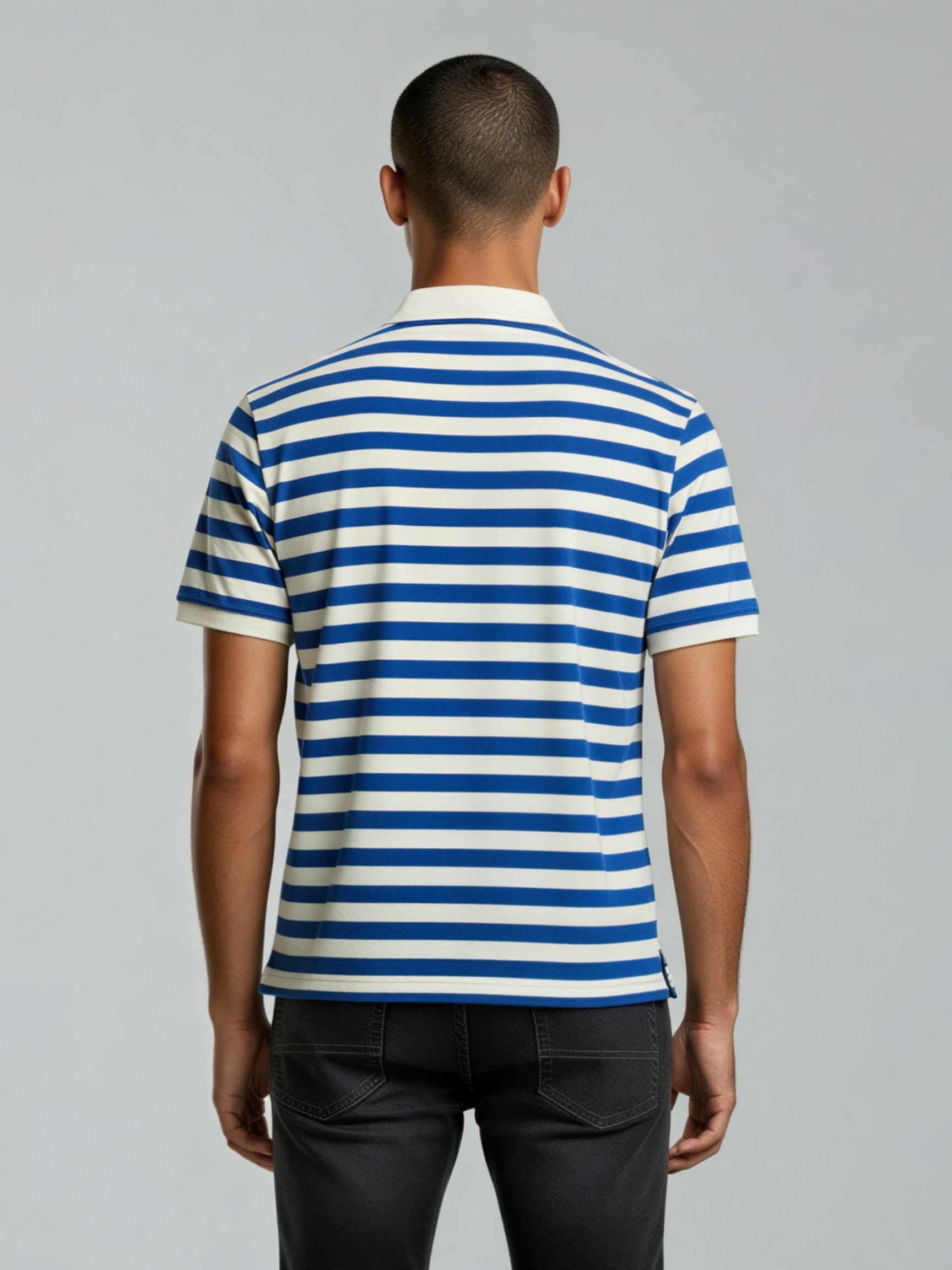 Varsity Striped Polo – Royal Blue Edition