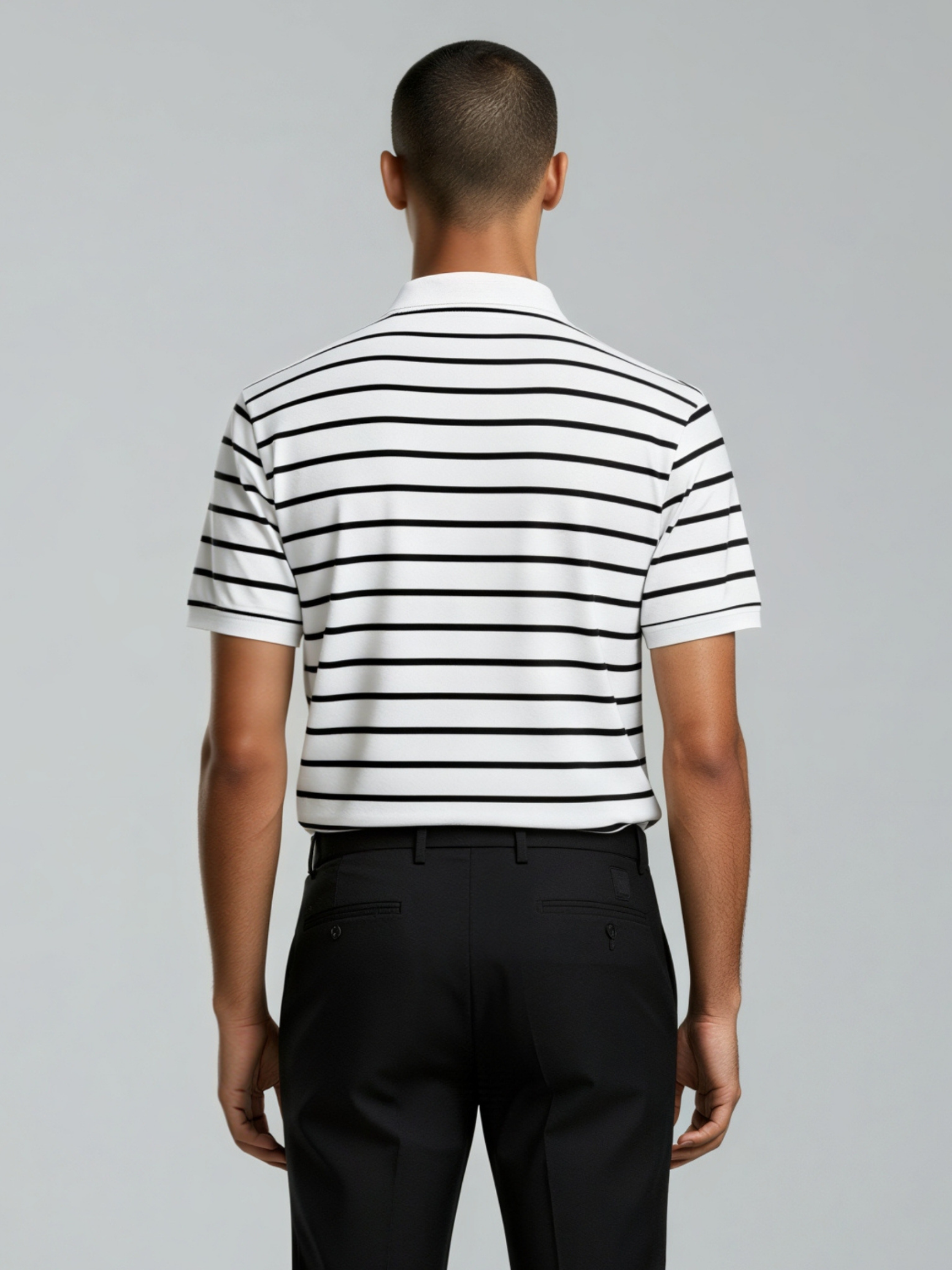 Coastal Stripe Polo – Ivory & Midnight Navy