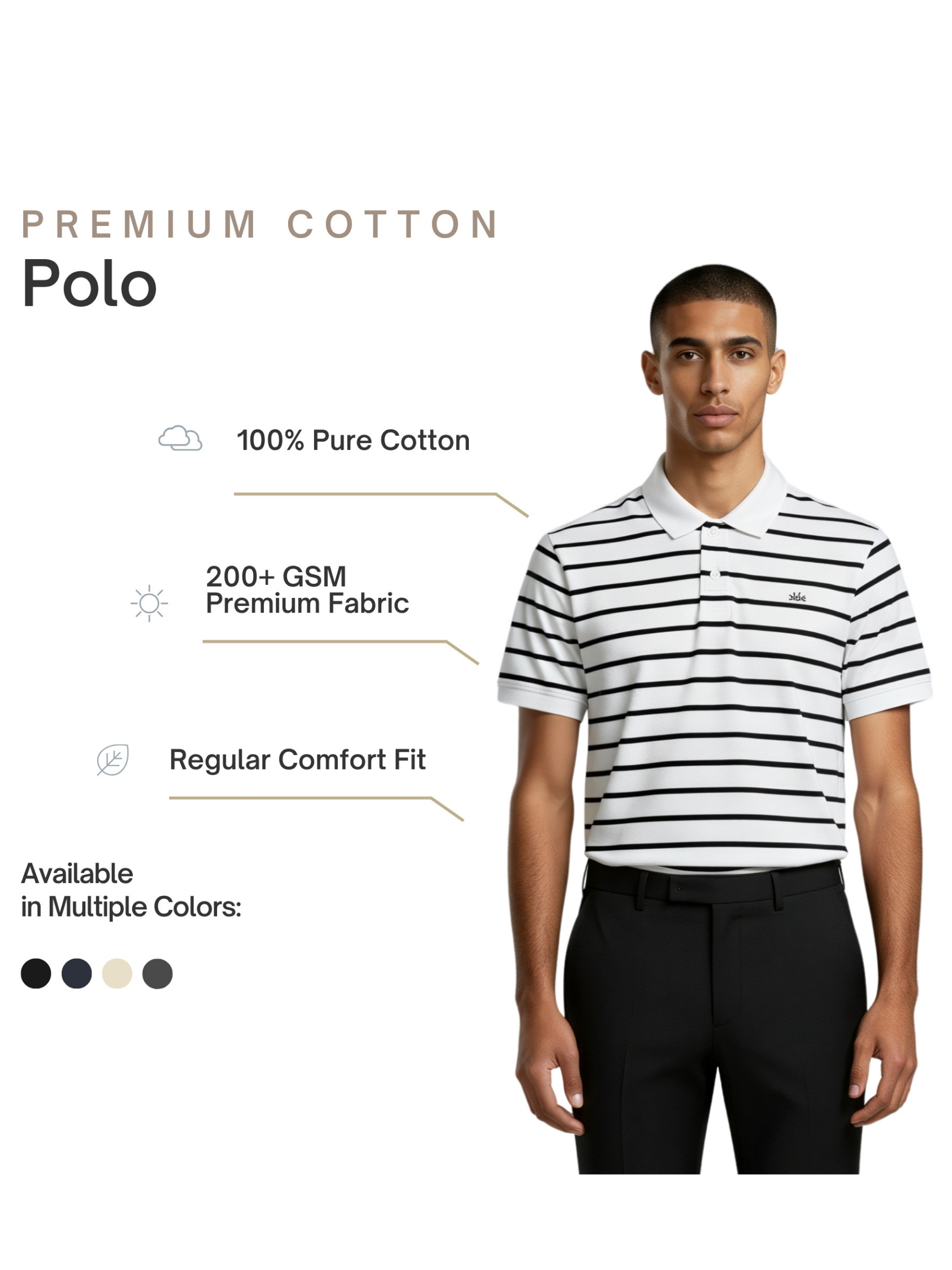 Coastal Stripe Polo – Ivory & Midnight Navy