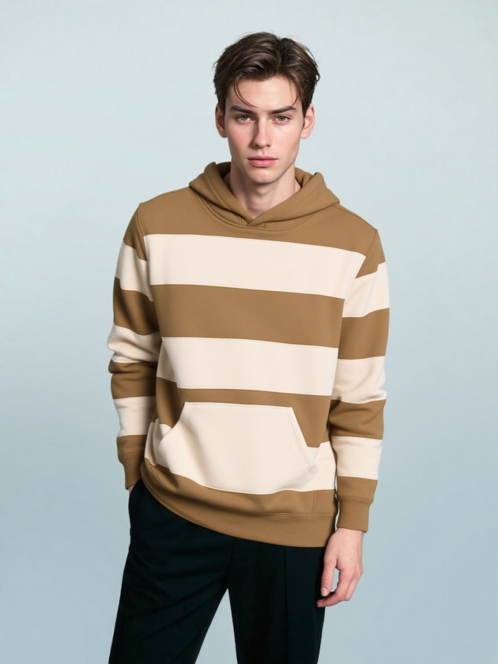 Beige Striper Hoodie