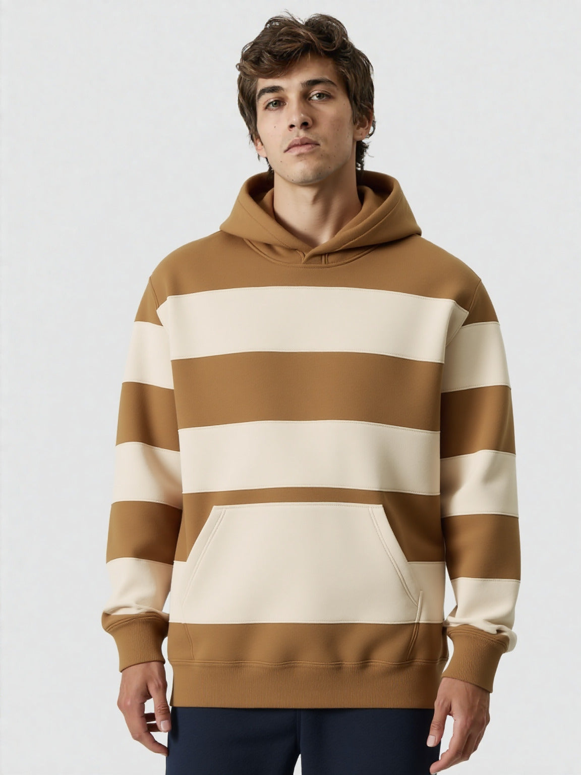 Beige Striper Hoodie