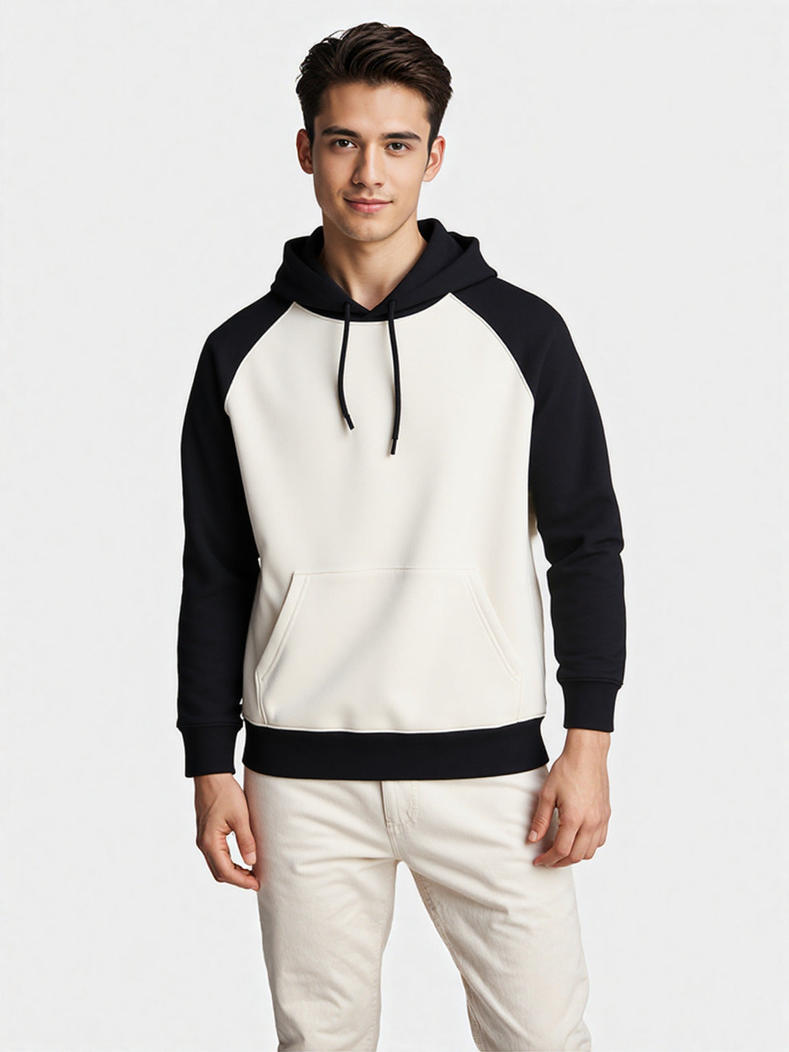 Black & Off-White Raglan Hoodie