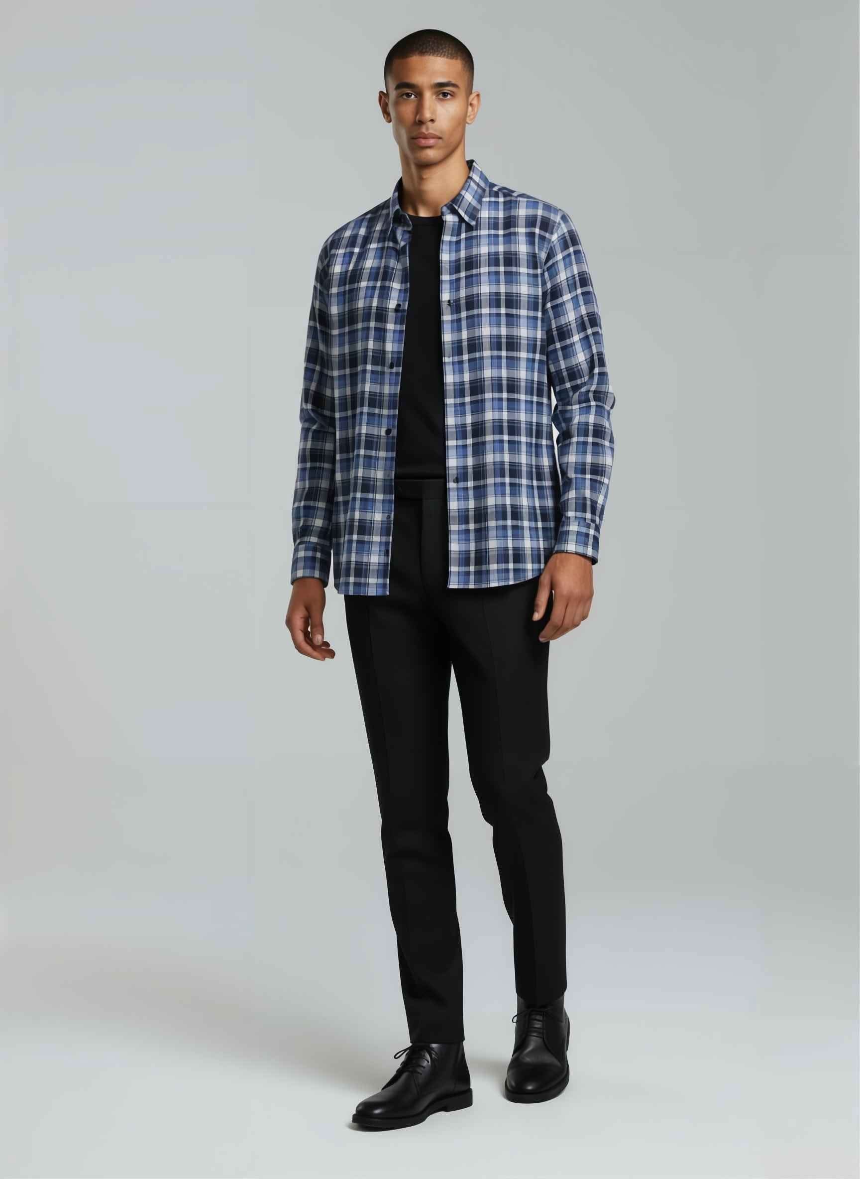 Royal Blue Cotton End-on-End Stripe Shirt