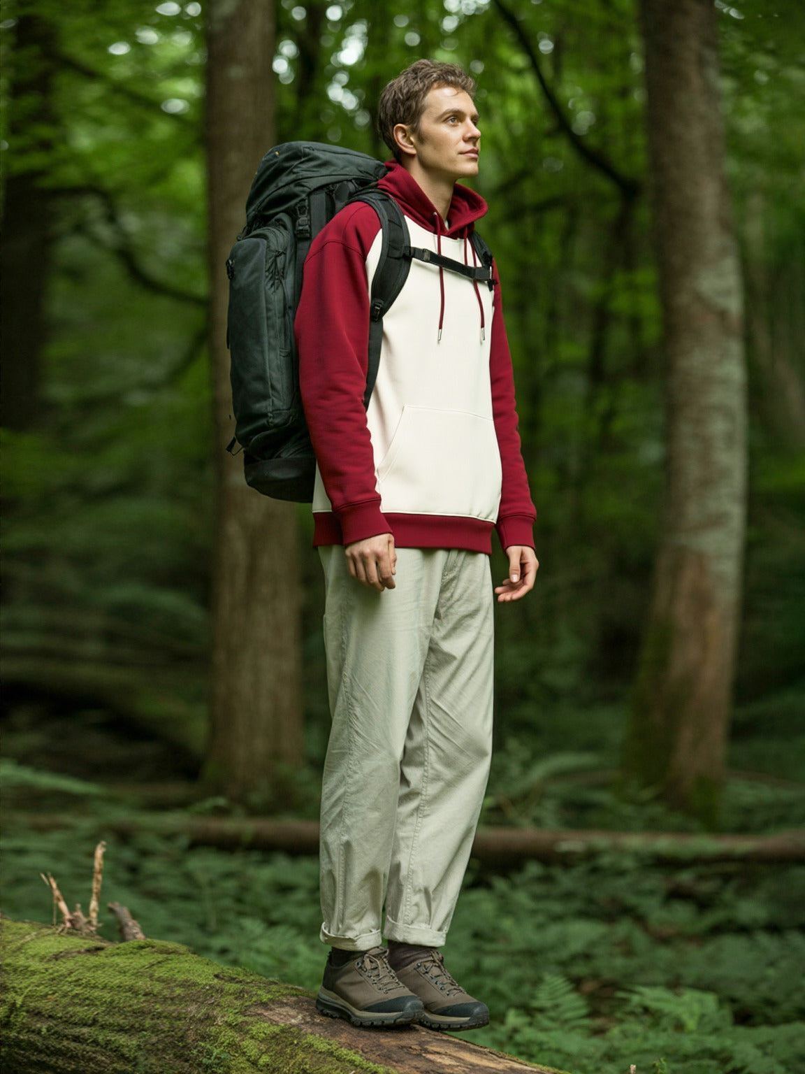 Maroon Raglan Hoodie - Off White Body