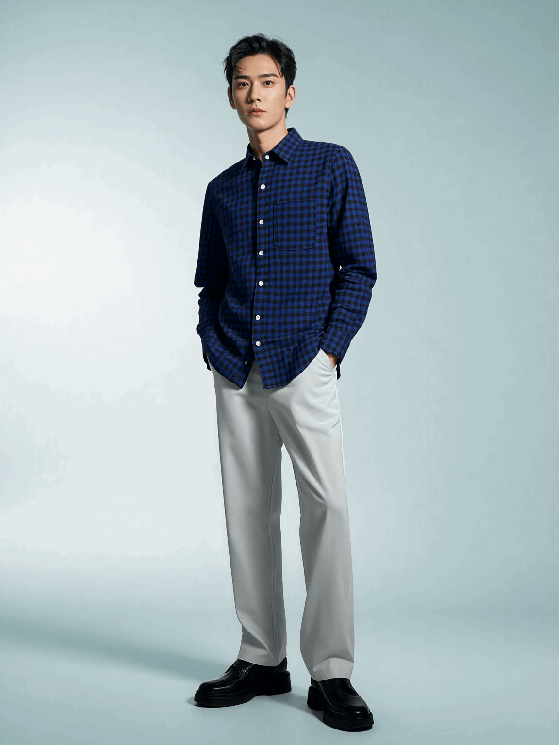 Midnight Blue Micro Gingham Shirt